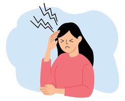weiblich Leiden von Kopfschmerzen vektor