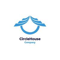 cirkelhus - använder en cirkel logotyp mall med en vektor ikon illustration design, förkroppsligande en företags- identitet symbol med en hus och bur begrepp.