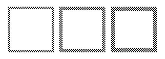 fyrkant checker ramar. tävlings schack gränser. design för text för Start, Avsluta eller vinnare. packa av isolerat element på en vit bakgrund. vektor