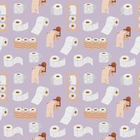 toalett papper sömlös mönster i tecknad serie stil vektor