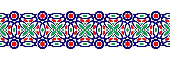 gräns linje sömlös bakgrund. dekorativ design sömlös dekorativ mosaik- gräns mönster. islamisk, indian, arabicum motiv. abstrakt blomma. vektor illustration