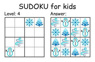 Sudoku. Kinder und Erwachsene mathematisch Mosaik. Kinder Spiel. Winter Thema. Magie Quadrat. Logik Puzzle Spiel. Digital Rebus vektor