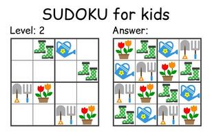 Sudoku. Kinder und Erwachsene mathematisch Mosaik. Kinder Spiel. Garten Thema. Magie Quadrat. Logik Puzzle Spiel. Digital Rebus vektor