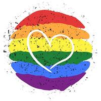 HBTQ stolthet hjärta lesbisk, Gay, bisexuell, transpersoner. regnbåge flagga. lgbtq hjärta. Gay och lesbisk kärlek. grung textur. vektor