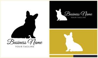 Silhouette Hund Bulldogge Logo Vorlage vektor