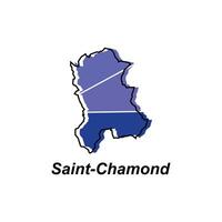 Heilige Chamond Stadt von Frankreich Karte Vektor Illustration, Vektor Vorlage mit Gliederung Grafik skizzieren Stil isoliert auf Weiß Hintergrund
