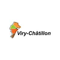 viry chatillon Karta. vektor Karta av Frankrike huvudstad Land färgrik design, illustration design mall på vit bakgrund