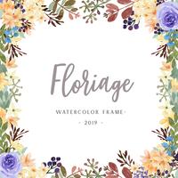 Aquarellblumen mit Textrahmengrenze, üppiges Blumenaquarell handgemalt lokalisiert auf weißem Hintergrund. Entwerfen Sie Blumendekor für Karte, sparen Sie das Datum, Hochzeitseinladungskarten, Plakat, Fahne. vektor