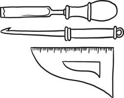 Messung Lineal Rahmen Schwert Instrument Hand vektor