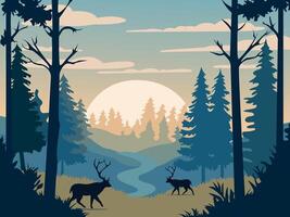 Vektor Wald Landschaft Illustration