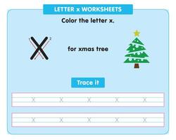Alphabet Rückverfolgung Arbeitsblatt mit klein Brief x vektor