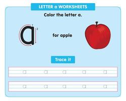 Alphabet Rückverfolgung Arbeitsblatt mit klein Brief ein vektor