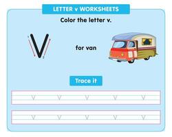 Alphabet Rückverfolgung Arbeitsblatt mit klein Brief v vektor