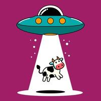 UFO bortförande en ko vektor
