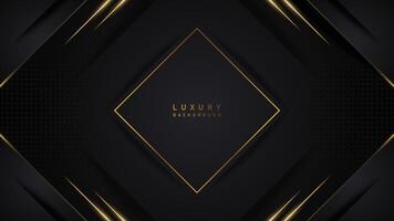 Luxus abstrakt glänzend Gold Linie auf schwarz Hintergrund Vektor Illustration. zum Zertifikat, Prämie, Luxus Hintergrund