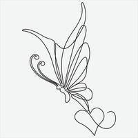 kontinuierlich Linie Hand Zeichnung Vektor Illustration Schmetterling Kunst