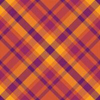 spärlich Vektor Plaid überprüfen, Feuer Muster Textur Textil. Mädchen nahtlos Tartan Hintergrund Stoff im rot und lila Farben.