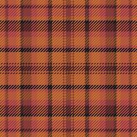 lebendig Hintergrund Stoff Textur, Fenster Textil- Plaid nahtlos. Wohnung Muster Vektor Tartan prüfen im Orange und rot Farben.