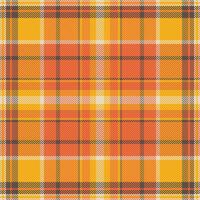 primär vektor mönster pläd, päls bakgrund sömlös tartan. dekoration kolla upp textur textil- tyg i orange och ljus färger.