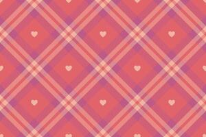 gingham mönster med hjärtan. sömlös tartan vichy kolla upp pläd för klänning, skjorta, bordsduk, servett, eller Övrig modern valentines dag textil- design. vektor