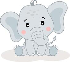 söt vänlig bebis elefant Sammanträde vektor
