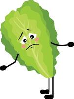 komisch Grün Grüner Salat Maskottchen Gefühl traurig vektor