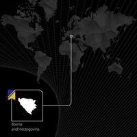 Bosnien und Herzegowina auf schwarz Welt Karte. Karte und Flagge von Bosnien. vektor