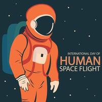 Illustration Vektor Grafik von Hälfte von ein Astronauten Körper im Raum, perfekt zum International Tag, Mensch Raum Flug, zelebrieren, Gruß Karte, usw.