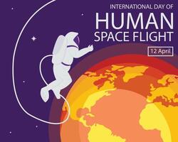 Illustration Vektor Grafik von ein Astronaut schwebend im Raum, zeigen Planet Erde, perfekt zum International Tag, Mensch Raum Flug, zelebrieren, Gruß Karte, usw.