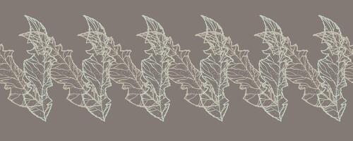 en dekorativ gräns av grenar är markerad på en vit bakgrund. en mönster av löv. vektor illustration. för natur, eco och design. ritad för hand växter, en ram för en vykort.