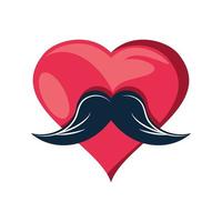 hjärta älskar mustasch vektor