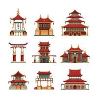 china beherbergt traditionelle ostgebäude schönes dach japan architektonische objekte flache illustrationen japan gebäude chinesisches traditionelles haus vektor