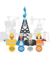 fracking oljetorn rigg industri och arbetare karaktärer vektor