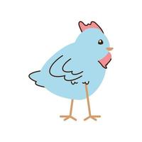 Blaues Huhn Vogel Cartoon isolierten Stil vektor
