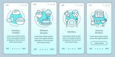 mat service onboarding mobil app sida skärm vektor mall