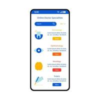Online-Arztsuche Smartphone-Schnittstelle Vektorvorlage vektor