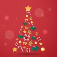 Weihnachtsbaum mit ikonischem Elementhintergrund vektor