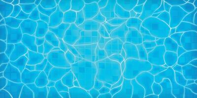realistisch Schwimmen Schwimmbad Unterseite mit Blau Wasser Wellen Textur. Sommer- aqua Oberfläche mit Ätzmittel Wellen. Spa Schwimmbad oben Aussicht Vektor Hintergrund