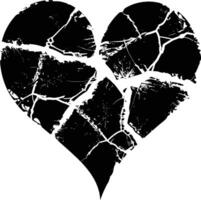 ai genererad silhuett bruten hjärta kärlek logotyp symbol svart Färg endast vektor