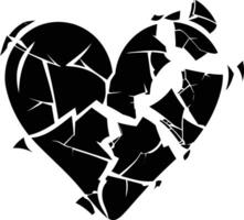 ai generiert Silhouette gebrochen Herz Liebe Logo Symbol schwarz Farbe nur vektor