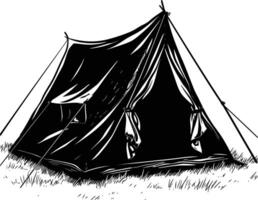 ai generiert Silhouette Camping Zelt schwarz Farbe nur vektor