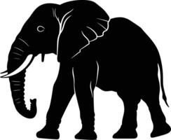 ai genererad silhuett elefant svart Färg endast vektor