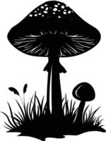 ai generiert Silhouette Pilz voll Körper schwarz Farbe nur vektor