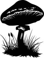 ai generiert Silhouette Pilz voll Körper schwarz Farbe nur vektor