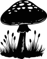 ai generiert Silhouette Pilz voll Körper schwarz Farbe nur vektor