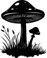 ai generiert Silhouette Pilz voll Körper schwarz Farbe nur vektor