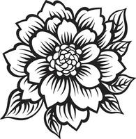chic enda kronblad design svart emblem eleganta svartvit blomma vektor ikoniska nåd