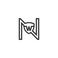 alfabet initialer logotyp nw, wn, n och w vektor