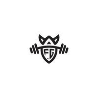 fg Linie Fitness Initiale Konzept mit hoch Qualität Logo Design vektor