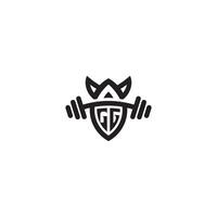 gg Linie Fitness Initiale Konzept mit hoch Qualität Logo Design vektor